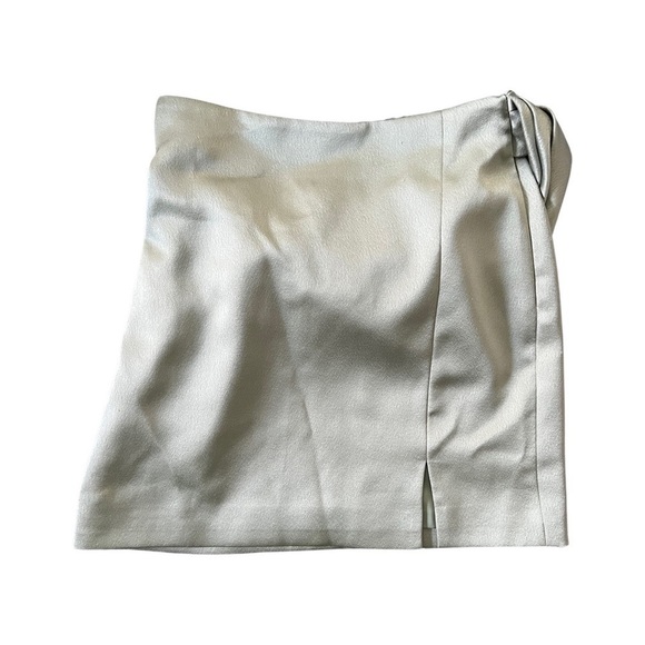 NWT RASARIO Crystal Ring Draped Light Green Satin Mini Skirt Sz 38 - Picture 3 of 8